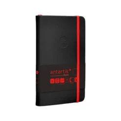CUADERNO CON GOMILLA ANTARTIK NOTES TAPA DURA A6 HOJAS LISAS NEGRO Y ROJO 100 HOJAS 80 GR FSC