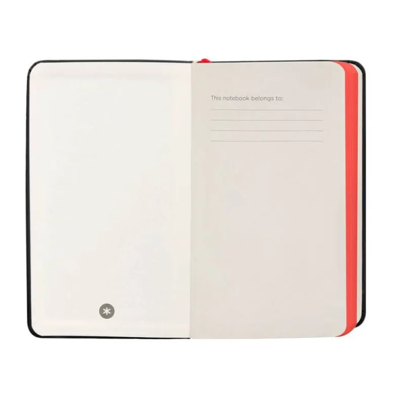 CUADERNO CON GOMILLA ANTARTIK NOTES TAPA DURA A6 HOJAS LISAS NEGRO Y ROJO 100 HOJAS 80 GR FSC