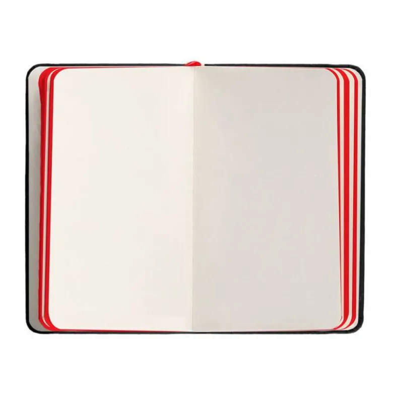 CUADERNO CON GOMILLA ANTARTIK NOTES TAPA DURA A6 HOJAS LISAS NEGRO Y ROJO 100 HOJAS 80 GR FSC
