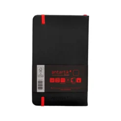 CUADERNO CON GOMILLA ANTARTIK NOTES TAPA DURA A6 HOJAS LISAS NEGRO Y ROJO 100 HOJAS 80 GR FSC