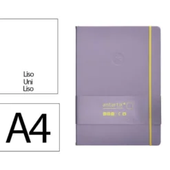 CUADERNO CON GOMILLA ANTARTIK NOTES TAPA DURA A4 HOJAS LISAS MORADO Y AMARILLO 100 HOJAS 80 GR FSC