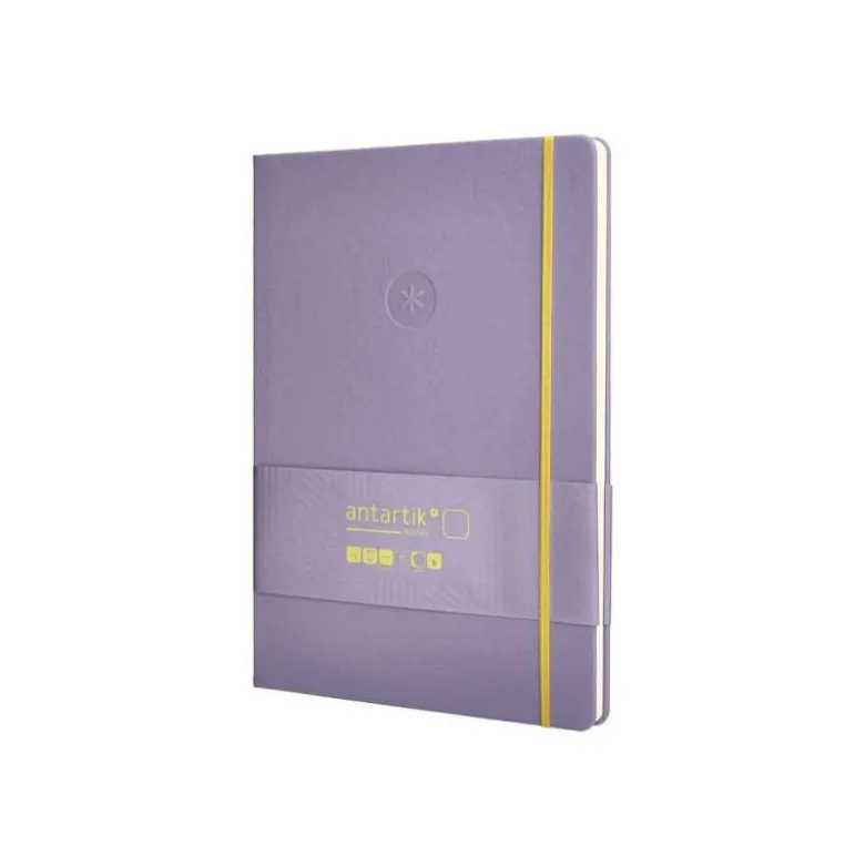 CUADERNO CON GOMILLA ANTARTIK NOTES TAPA DURA A4 HOJAS LISAS MORADO Y AMARILLO 100 HOJAS 80 GR FSC