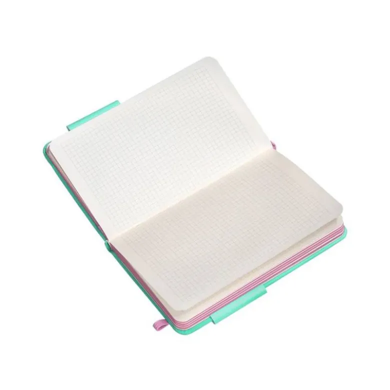 CUADERNO CON GOMILLA ANTARTIK NOTES TAPA DURA A6 HOJAS CUADRICULA ROSA Y TURQUESA 100 HOJAS 80 GR FSC