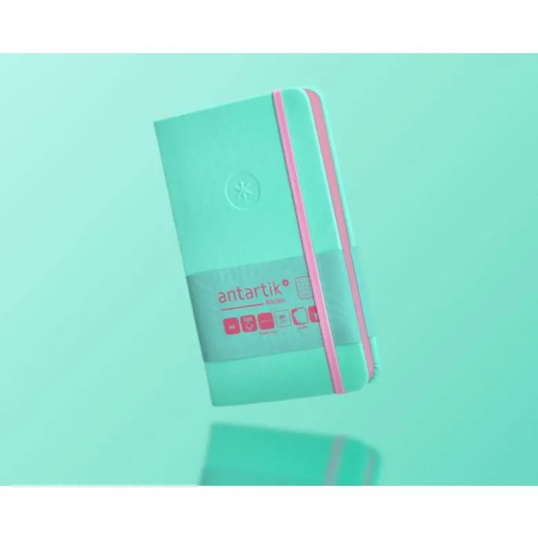 CUADERNO CON GOMILLA ANTARTIK NOTES TAPA DURA A6 HOJAS CUADRICULA ROSA Y TURQUESA 100 HOJAS 80 GR FSC
