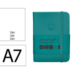 CUADERNO CON GOMILLA ANTARTIK NOTES TAPA DURA A7 HOJAS LISAS VERDE AGUAMARINA 80 HOJAS 80 GR FSC
