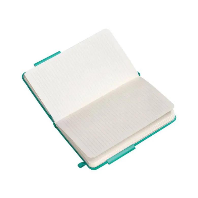 CUADERNO CON GOMILLA ANTARTIK NOTES TAPA DURA A6 HOJAS RAYAS TURQUESA 100 HOJAS 80 GR FSC