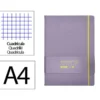 CUADERNO CON GOMILLA ANTARTIK NOTES TAPA DURA A4 HOJAS CUADRICULA MORADO Y AMARILLO 100 HOJAS 80 GR FSC