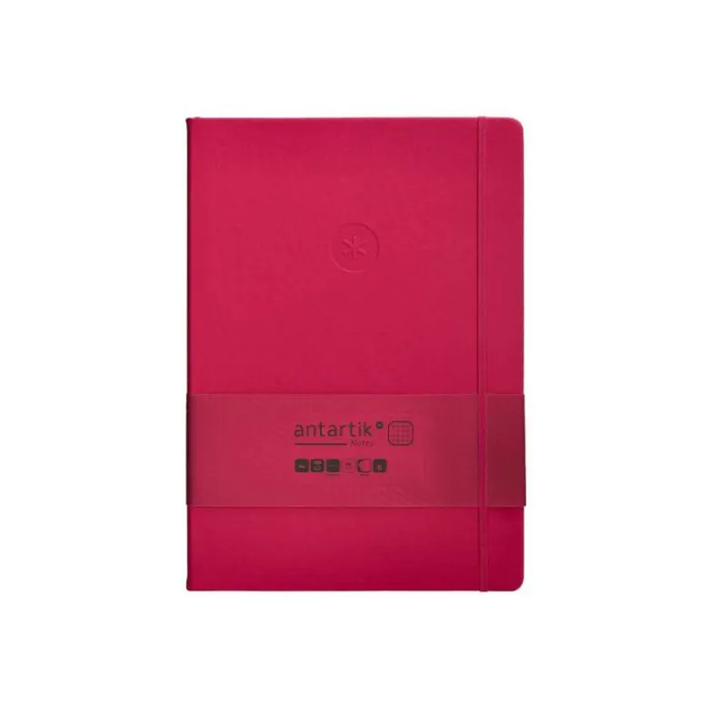 CUADERNO CON GOMILLA ANTARTIK NOTES TAPA DURA A4 HOJAS CUADRICULA BURDEOS 100 HOJAS 80 GR FSC