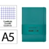 CUADERNO CON GOMILLA ANTARTIK NOTES TAPA DURA A5 HOJAS CUADRICULA VERDE AGUAMARINA 100 HOJAS 80 GR