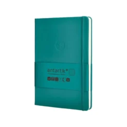 CUADERNO CON GOMILLA ANTARTIK NOTES TAPA DURA A5 HOJAS CUADRICULA VERDE AGUAMARINA 100 HOJAS 80 GR