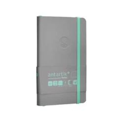 CUADERNO CON GOMILLA ANTARTIK NOTES TAPA BLANDA A6 RAYAS GRIS Y TURQUESA 100 HOJAS 80 GR FSC
