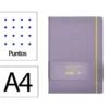 CUADERNO CON GOMILLA ANTARTIK NOTES TAPA DURA A4 HOJAS PUNTOS MORADO Y AMARILLO 100 HOJAS 80 GR FSC
