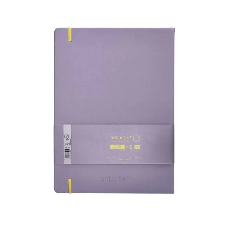 CUADERNO CON GOMILLA ANTARTIK NOTES TAPA DURA A4 HOJAS PUNTOS MORADO Y AMARILLO 100 HOJAS 80 GR FSC