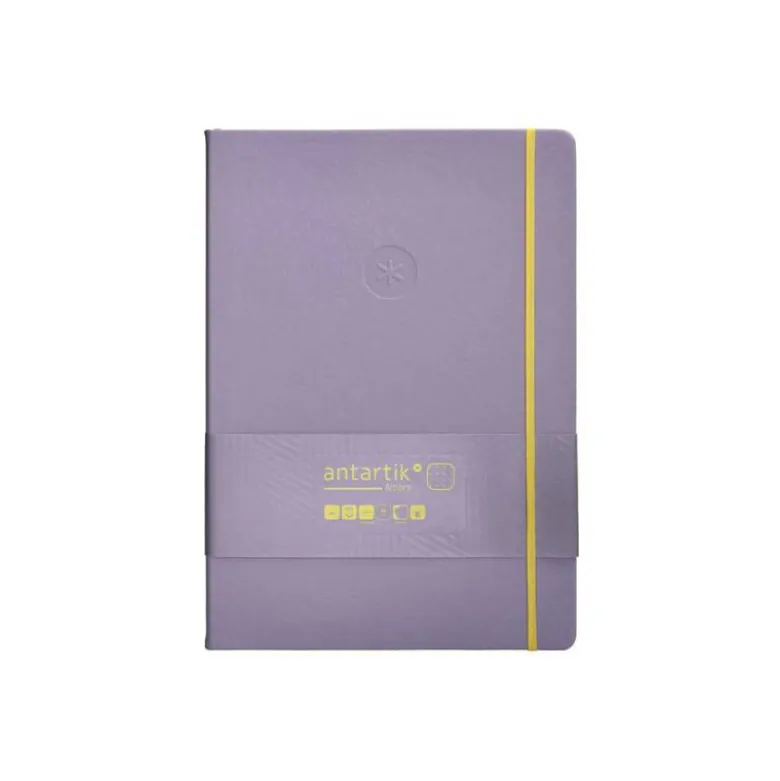 CUADERNO CON GOMILLA ANTARTIK NOTES TAPA DURA A4 HOJAS PUNTOS MORADO Y AMARILLO 100 HOJAS 80 GR FSC