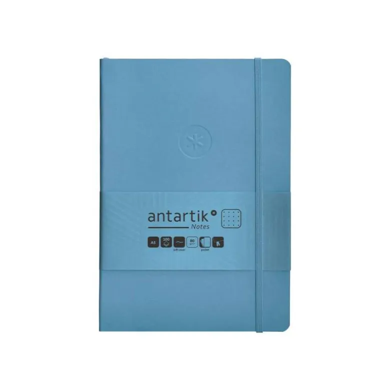 CUADERNO CON GOMILLA ANTARTIK NOTES TAPA BLANDA A5 HOJAS PUNTOS AZUL CLARO 80 HOJAS 80 GR FSC