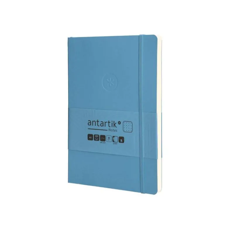 CUADERNO CON GOMILLA ANTARTIK NOTES TAPA BLANDA A5 HOJAS PUNTOS AZUL CLARO 80 HOJAS 80 GR FSC