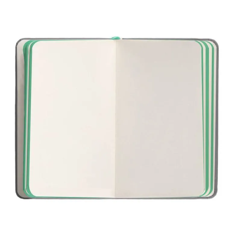 CUADERNO CON GOMILLA ANTARTIK NOTES TAPA DURA A6 HOJAS LISAS GRIS Y TURQUESA 100 HOJAS 80 GR FSC