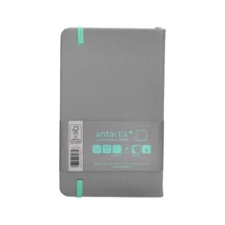 CUADERNO CON GOMILLA ANTARTIK NOTES TAPA DURA A6 HOJAS LISAS GRIS Y TURQUESA 100 HOJAS 80 GR FSC
