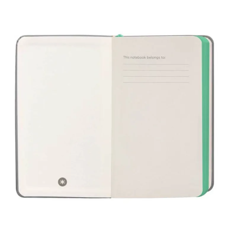 CUADERNO CON GOMILLA ANTARTIK NOTES TAPA DURA A6 HOJAS LISAS GRIS Y TURQUESA 100 HOJAS 80 GR FSC