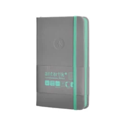 CUADERNO CON GOMILLA ANTARTIK NOTES TAPA DURA A6 HOJAS CUADRICULA GRIS Y TURQUESA 100 HOJAS 80 GR FSC