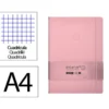 CUADERNO CON GOMILLA ANTARTIK NOTES TAPA DURA A4 HOJAS CUADRICULA ROSA PASTEL 100 HOJAS 80 GR FSC