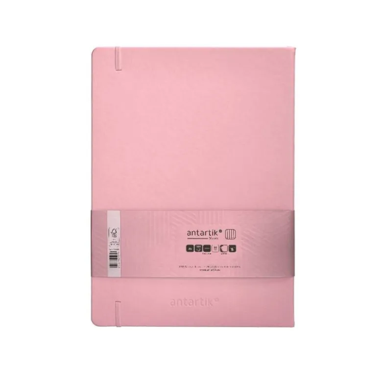 CUADERNO CON GOMILLA ANTARTIK NOTES TAPA DURA A4 HOJAS CUADRICULA ROSA PASTEL 100 HOJAS 80 GR FSC