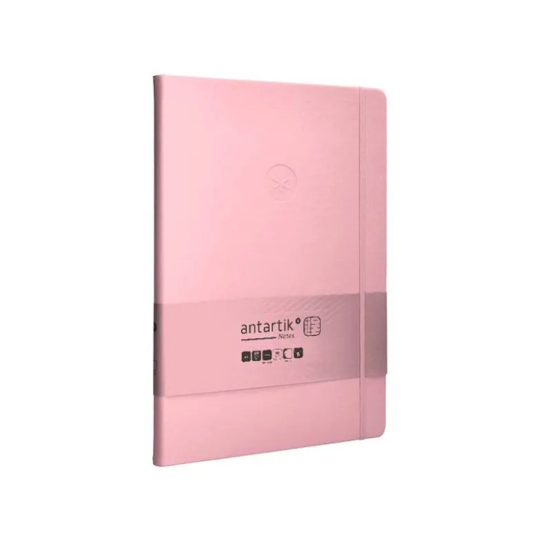 CUADERNO CON GOMILLA ANTARTIK NOTES TAPA DURA A4 HOJAS CUADRICULA ROSA PASTEL 100 HOJAS 80 GR FSC