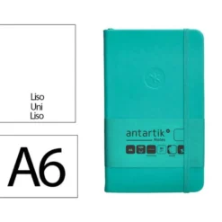 CUADERNO CON GOMILLA ANTARTIK NOTES TAPA DURA A6 HOJAS LISAS TURQUESA 100 HOJAS 80 GR FSC