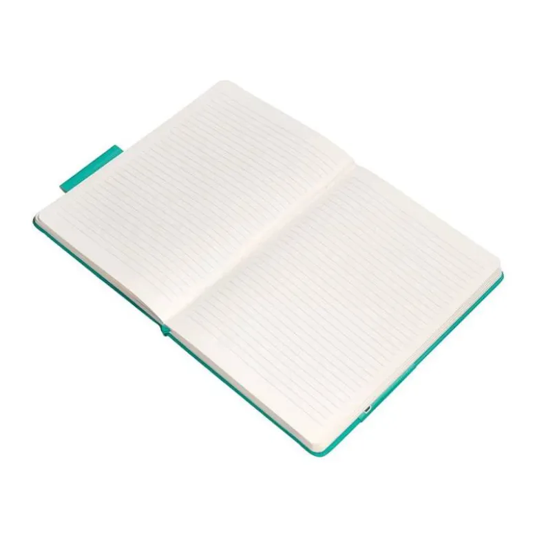 CUADERNO CON GOMILLA ANTARTIK NOTES TAPA DURA A4 HOJAS RAYAS TURQUESA 100 HOJAS 80 GR FSC