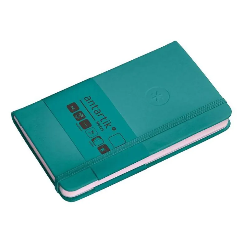 CUADERNO CON GOMILLA ANTARTIK NOTES TAPA DURA A6 HOJAS LISAS VERDE AGUAMARINA 100 HOJAS 80 GR FSC