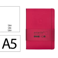 CUADERNO CON GOMILLA ANTARTIK NOTES TAPA DURA A5 HOJAS LISAS BURDEOS 100 HOJAS 80 GR FSC