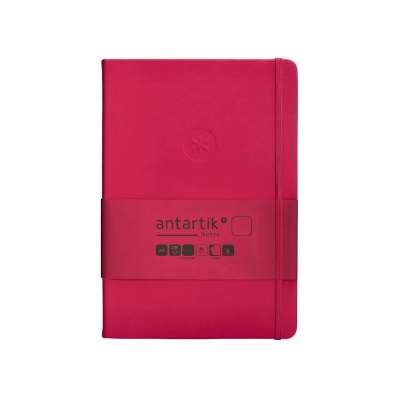 CUADERNO CON GOMILLA ANTARTIK NOTES TAPA DURA A5 HOJAS LISAS BURDEOS 100 HOJAS 80 GR FSC