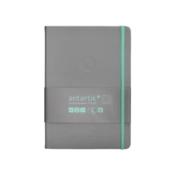 CUADERNO CON GOMILLA ANTARTIK NOTES TAPA DURA A5 HOJAS CUADRICULA GRIS Y TURQUESA 100 HOJAS 80 GR FSC
