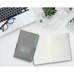 CUADERNO CON GOMILLA ANTARTIK NOTES TAPA DURA A5 HOJAS CUADRICULA GRIS Y TURQUESA 100 HOJAS 80 GR FSC