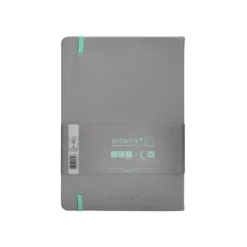 CUADERNO CON GOMILLA ANTARTIK NOTES TAPA DURA A5 HOJAS CUADRICULA GRIS Y TURQUESA 100 HOJAS 80 GR FSC