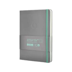 CUADERNO CON GOMILLA ANTARTIK NOTES TAPA DURA A5 HOJAS CUADRICULA GRIS Y TURQUESA 100 HOJAS 80 GR FSC