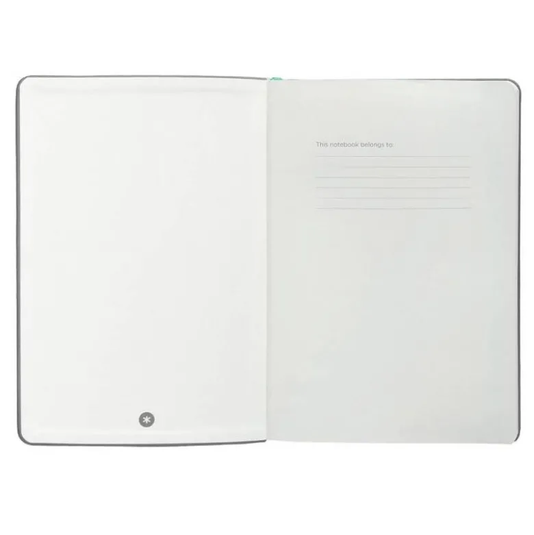 CUADERNO CON GOMILLA ANTARTIK NOTES TAPA DURA A5 HOJAS CUADRICULA GRIS Y TURQUESA 100 HOJAS 80 GR FSC