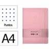 CUADERNO CON GOMILLA ANTARTIK NOTES TAPA DURA A4 HOJAS PUNTOS ROSA PASTEL 100 HOJAS 80 GR FSC