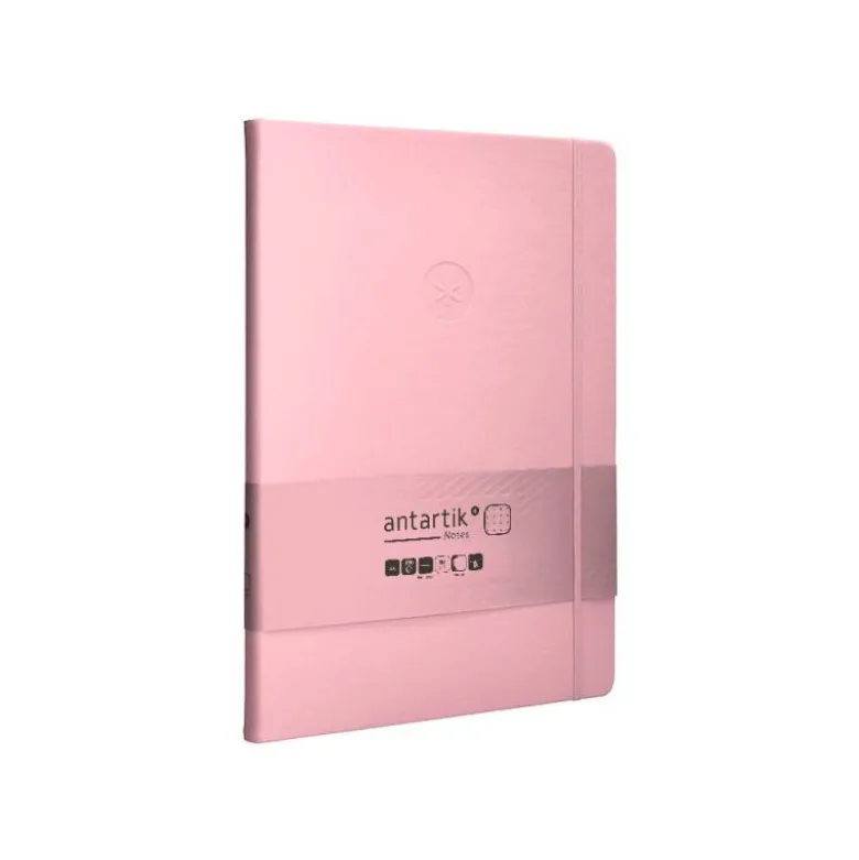 CUADERNO CON GOMILLA ANTARTIK NOTES TAPA DURA A4 HOJAS PUNTOS ROSA PASTEL 100 HOJAS 80 GR FSC