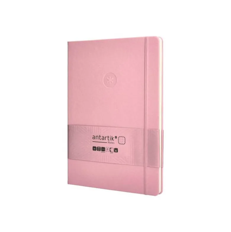 CUADERNO CON GOMILLA ANTARTIK NOTES TAPA DURA A4 HOJAS PUNTOS ROSA PASTEL 100 HOJAS 80 GR FSC