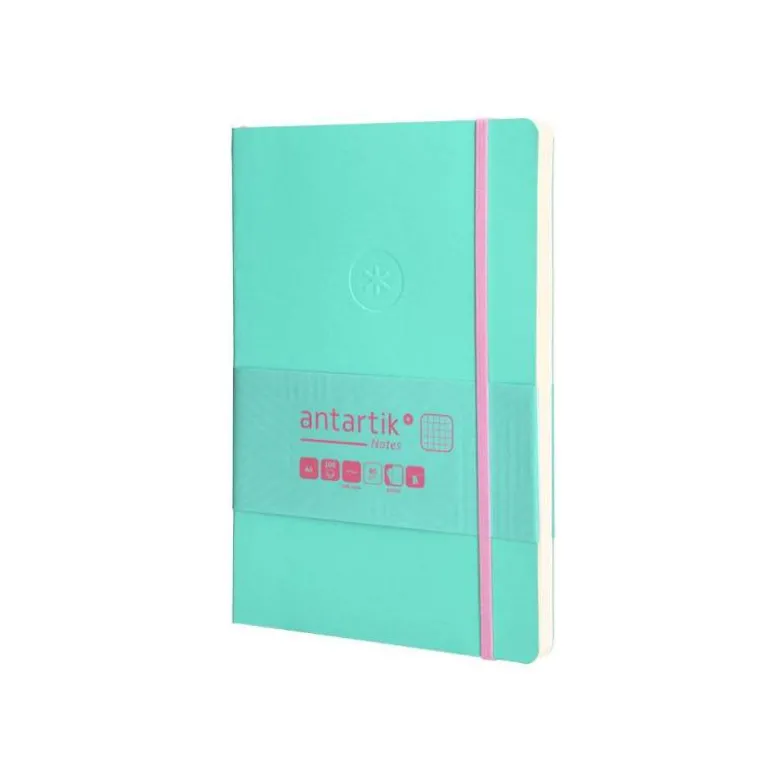CUADERNO CON GOMILLA ANTARTIK NOTES TAPA BLANDA A5 HOJAS CUADRICULA ROSA Y TURQUESA 80 HOJAS 80 GR FSC