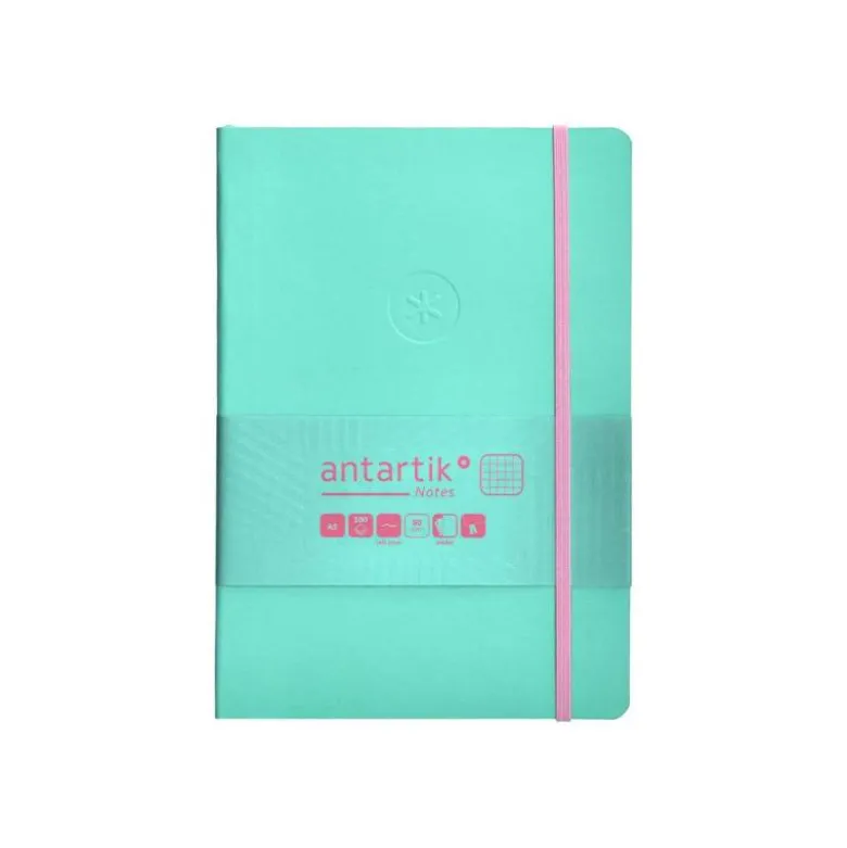 CUADERNO CON GOMILLA ANTARTIK NOTES TAPA BLANDA A5 HOJAS CUADRICULA ROSA Y TURQUESA 80 HOJAS 80 GR FSC