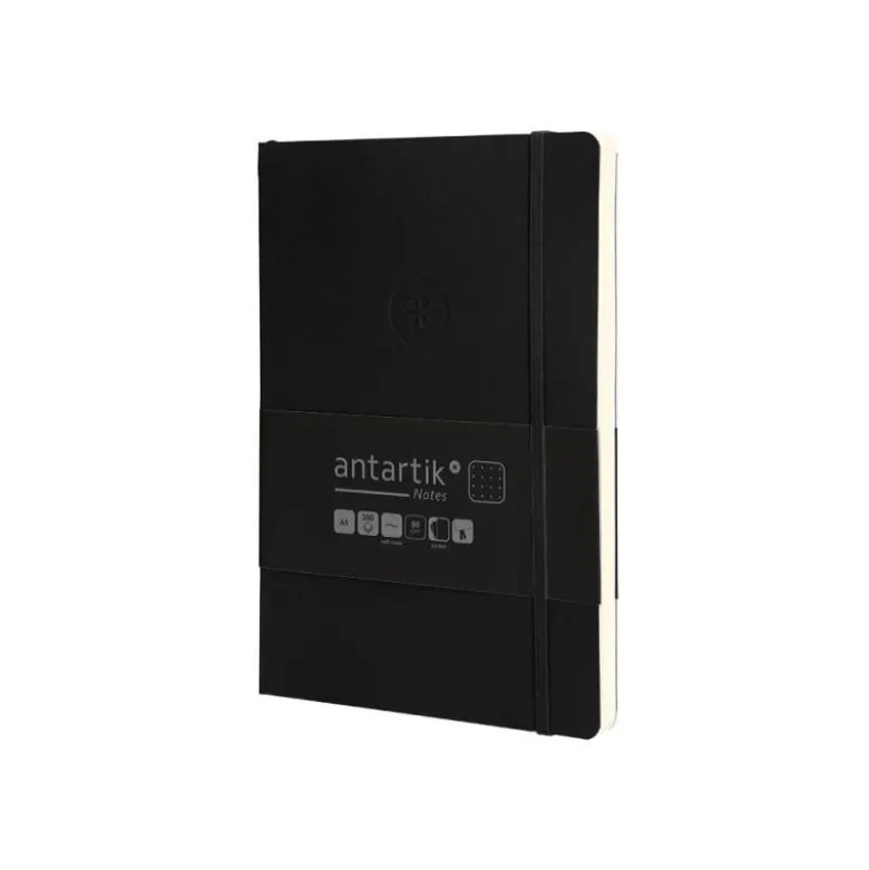 CUADERNO CON GOMILLA ANTARTIK NOTES TAPA BLANDA A5 HOJAS PUNTOS NEGRO 80 HOJAS 80 GR FSC