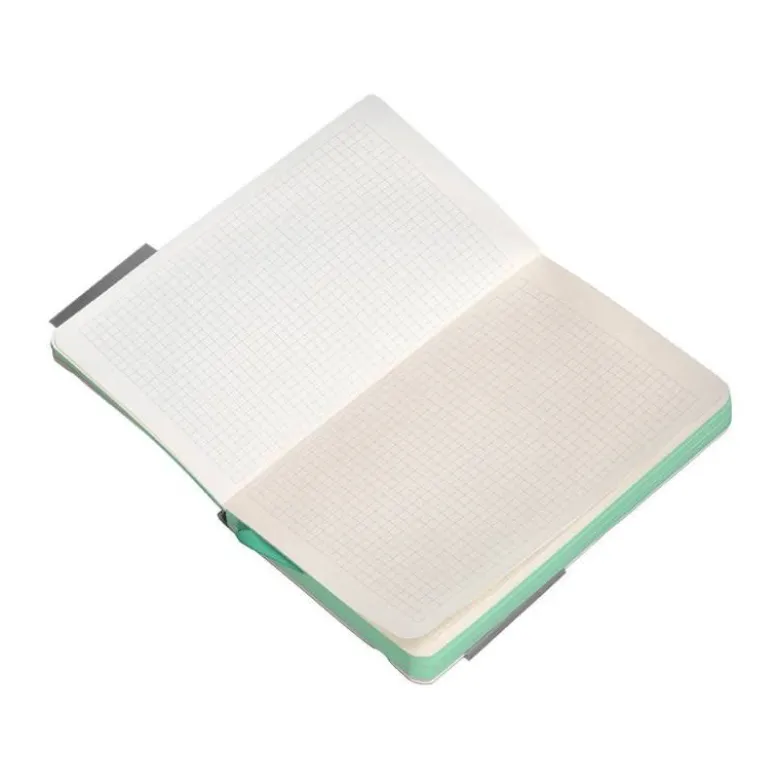 CUADERNO CON GOMILLA ANTARTIK NOTES TAPA BLANDA A6 CUADRICULA GRIS Y TURQUESA 100 HOJAS 80 GR FSC