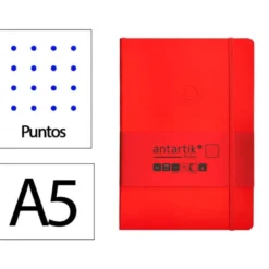 CUADERNO CON GOMILLA ANTARTIK NOTES TAPA BLANDA A5 HOJAS PUNTOS ROJO 80 HOJAS 80 GR FSC
