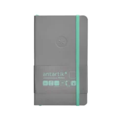CUADERNO CON GOMILLA ANTARTIK NOTES TAPA BLANDA A6 HOJAS LISAS GRIS Y TURQUESA 100 HOJAS 80 GR FSC