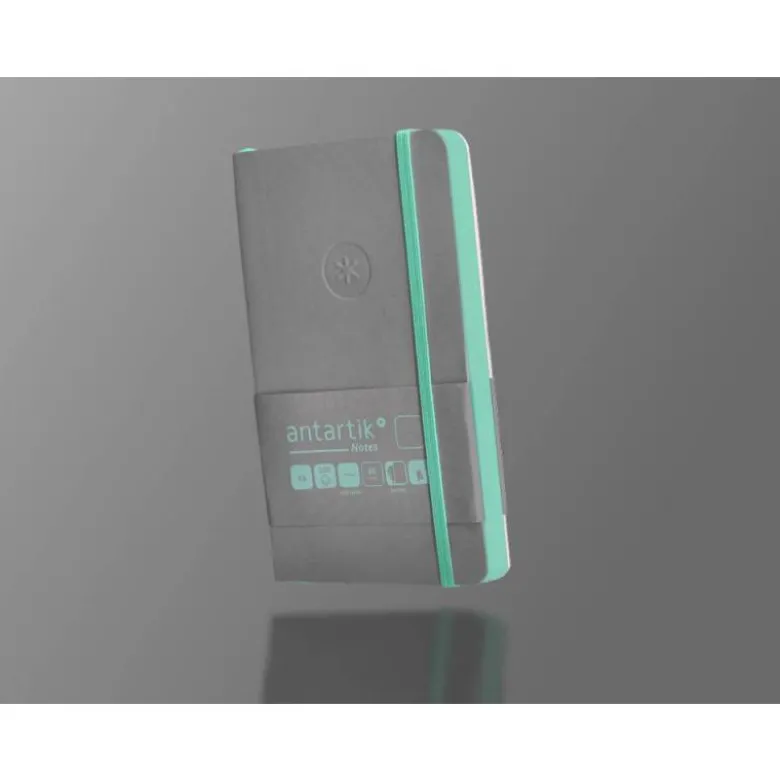 CUADERNO CON GOMILLA ANTARTIK NOTES TAPA BLANDA A6 HOJAS LISAS GRIS Y TURQUESA 100 HOJAS 80 GR FSC