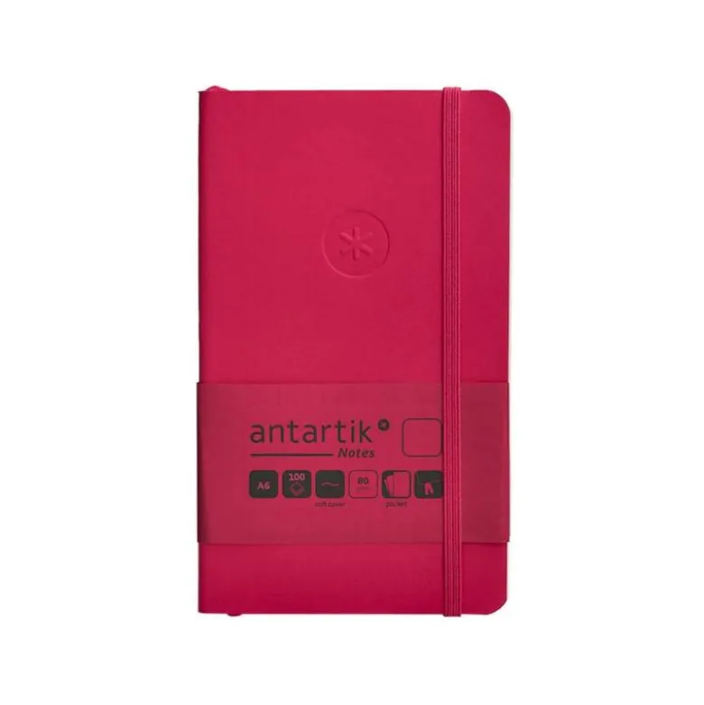 CUADERNO CON GOMILLA ANTARTIK NOTES TAPA BLANDA A6 HOJAS LISAS BURDEOS 100 HOJAS 80 GR FSC