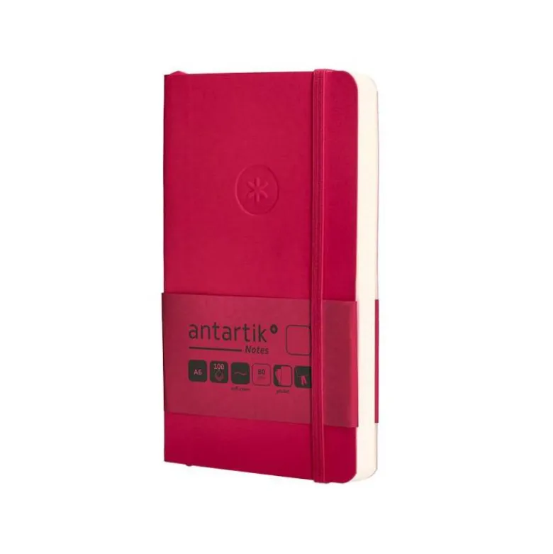 CUADERNO CON GOMILLA ANTARTIK NOTES TAPA BLANDA A6 HOJAS LISAS BURDEOS 100 HOJAS 80 GR FSC