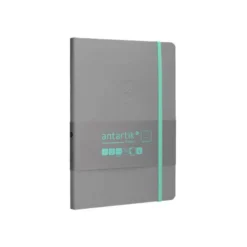 CUADERNO CON GOMILLA ANTARTIK NOTES TAPA BLANDA A5 HOJAS RAYAS GRIS Y TURQUESA 80 HOJAS 80 GR FSC